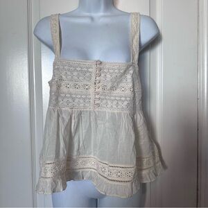 American Eagle Outfitters Cream Lace Blouse
